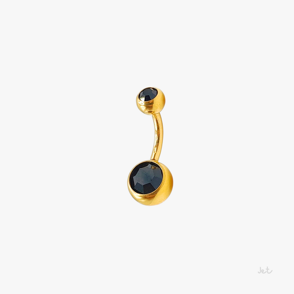 Gold Double Gem Belly Bar