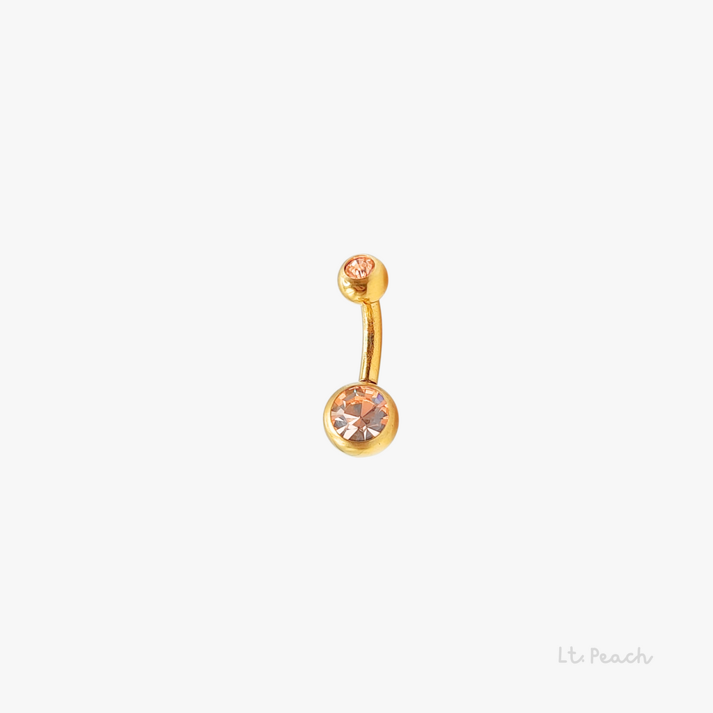 Gold Double Gem Belly Bar
