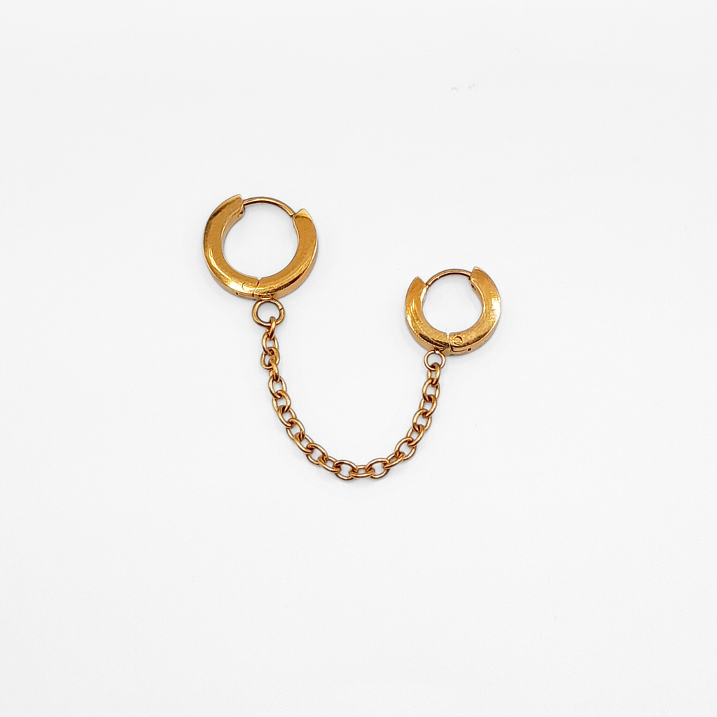 Double Piercing Chain Hoop Earrings