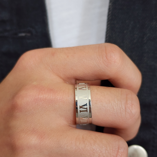 Roman numeral band on sale ring